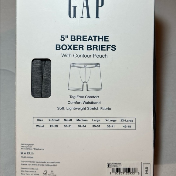 Gap 3 pack, 5" breathe boxer briefs with contour pouch, men's XL NWT - Picture 2 of 2